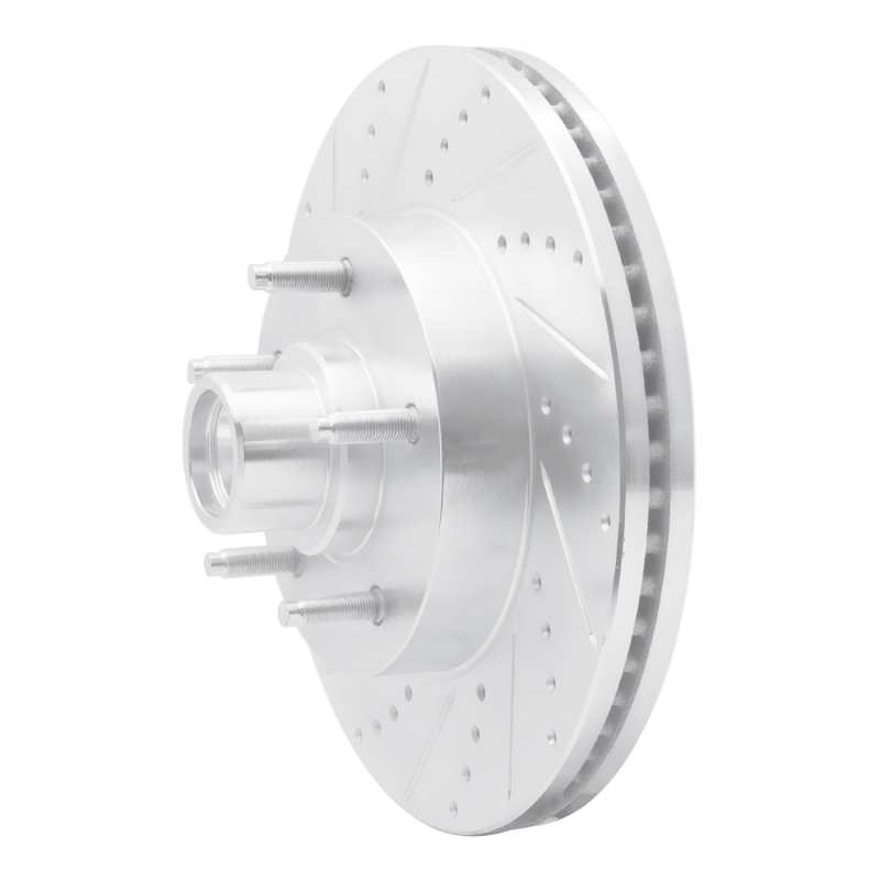 Ford E-150 Brake Rotor (1) - Front Left - R1 Concepts - Drilled & Slotted - Silver - `04-`06